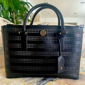 Tory Burch Black Leather Tote Bag